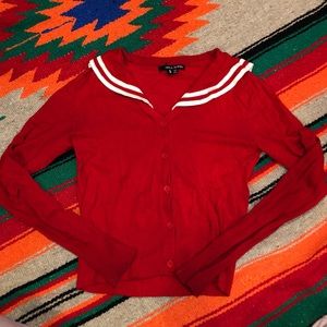 Red nautical pin-up style button up cardigan⚓️